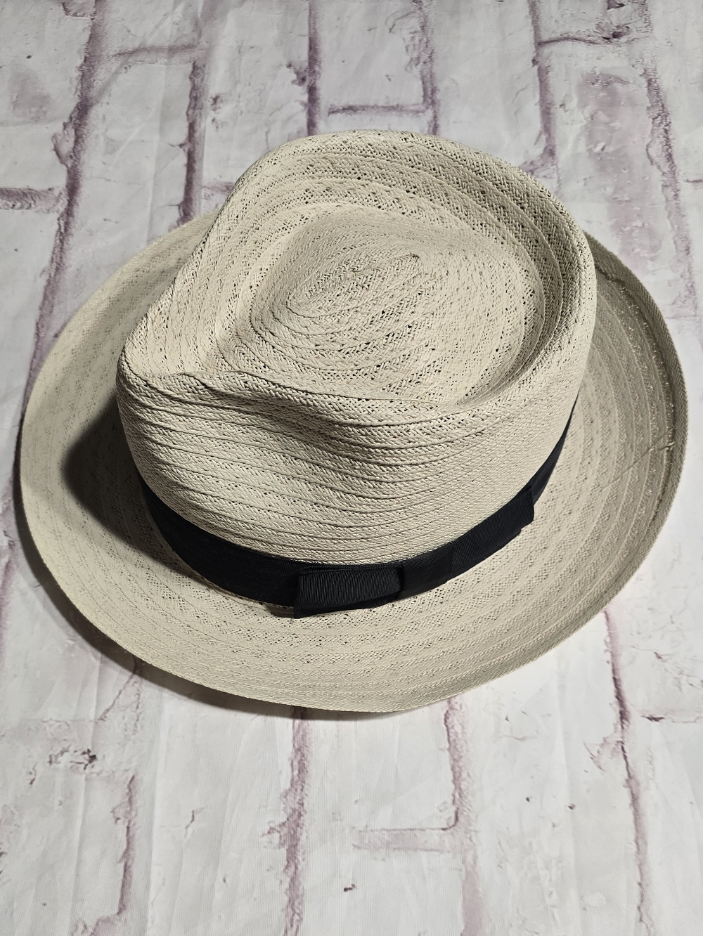 Classic Straw Fedora Hat with Black Band